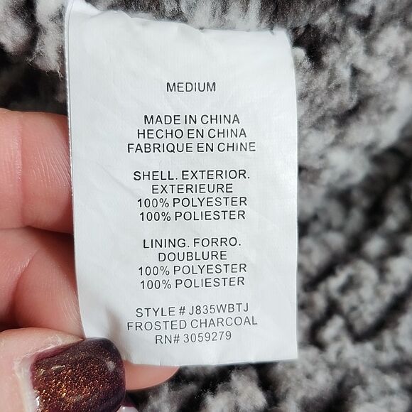 Thread & Supply faux sherpa full zip vest, gray, zip pockets, M - Picture 6 of 7